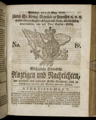 No. 19. Montags, den 11ten May, 1767.