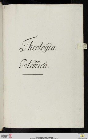 Einleitung zum zweiten Titulus (der Classis III Theologica): Theologia Polemica