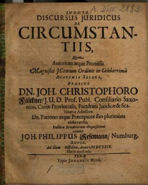Discursus Juridicus De Circumstantiis