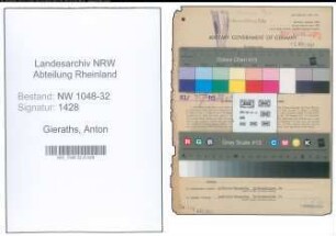 Entnazifizierung Anton Gieraths , geb. 07.11.1914 (Angestellter)