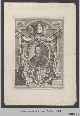 Bildnis Papst Clemens XII. Corsini in ornamentaler Rahmenkartusche