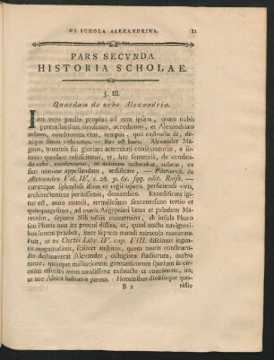 Pars Secunda. Historia Scholae