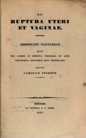 De ruptura uteri et vaginae : Diss. inaug.