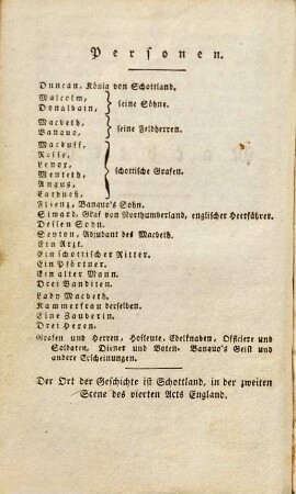 Shakspeare's Sämmtliche Schauspiele, 2. Macbeth : Tragödie ; mit einem Kupfer