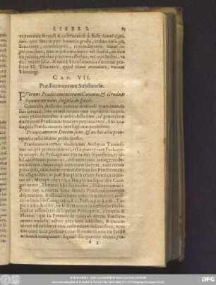 Cap. VII. Praedicamentum Substantiae.