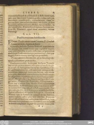Cap. VII. Praedicamentum Substantiae.