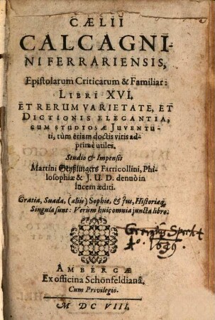 Epistolarum criticarum et familiarum libri XVI