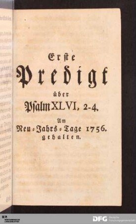 Erste Predigt über Psalm XLVI, 2-4.