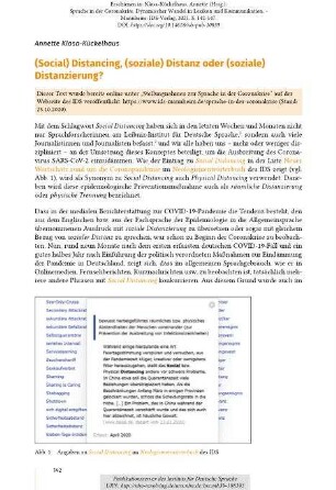 (Social) Distancing, (soziale) Distanz oder (soziale) Distanzierung?