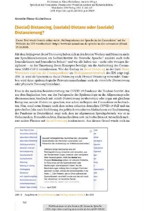 (Social) Distancing, (soziale) Distanz oder (soziale) Distanzierung?