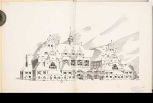 Volksbibliothek Schinkelwettbewerb 1902: Perspektivische Ansicht