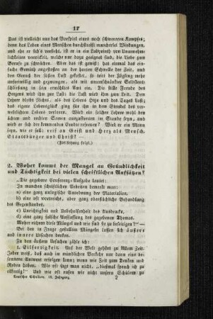 Woher kommt der Mangel an Gründlichkeit und Tüchtigkeit bei vielen schriftlichen Aufsätzen?