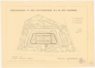 Erholungsanlagen am ehemaligen Befestigungswerk VIII B, Köln-Marienburg: Grundriss 1:500