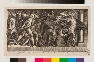 Perseus verwandelt Angreifer mit dem Medusenhaupt