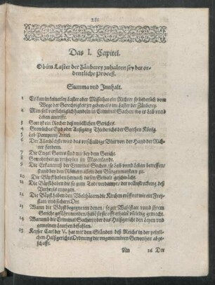 Das I. Capitel. Ob im Laster der Zäuberey zuhalten sey der ordentliche Proceß