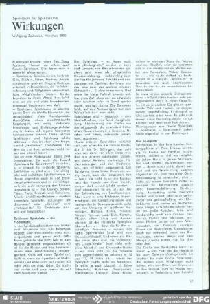 Wirkungen : Ästhetik des Verhaltens: Spiel