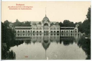 Budapest. Eislaufplatz im Stadtwäldchen : Budapest. Eislaufplatz und Sportpavillon am Stadtwäldchen-Teich