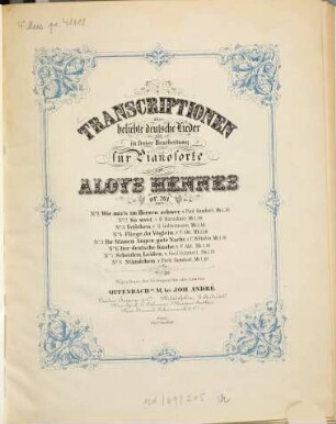 Transcriptionen : über beliebte dt. Lieder in freier Bearb. für Pianoforte ; op. 261. 1, Wie mir's im Herzen schwer : von Ferd. Gumbert