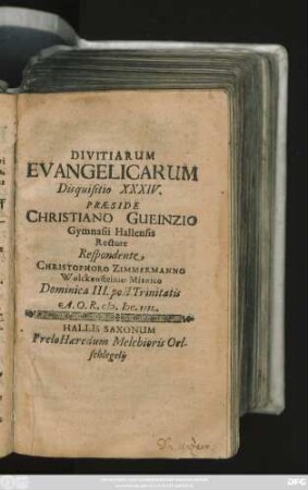 Divitiarum Evangelicarum Disquisitio XXXIV.