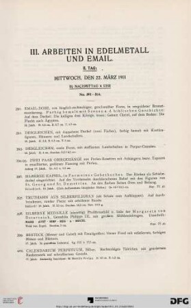 III. Arbeiten in Edelmetall und Email. (No. 391-514)