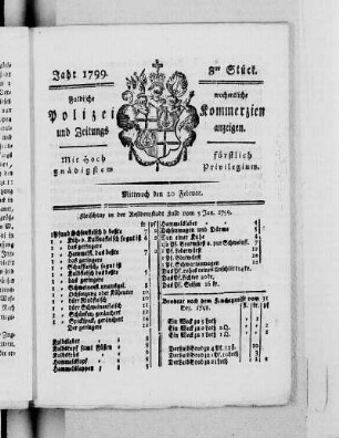 8tes Stück, Ausgabe vom 20. Februar 1799
