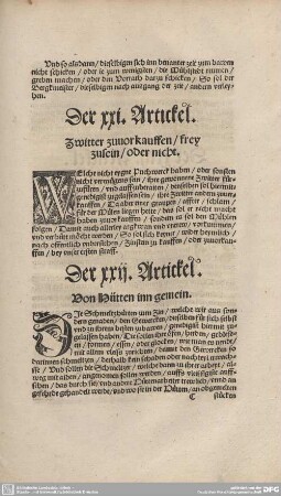 Der XXII. Artickel. Von Hütten inn gemein.