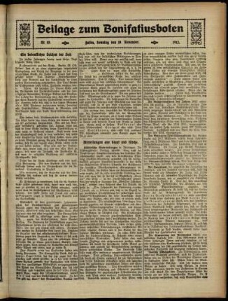 Zweite Ausgabe vom Sonntag, den 10. November 1912.