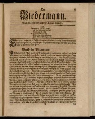 Siebenzehntes Blatt 1727. den 25. Augusti