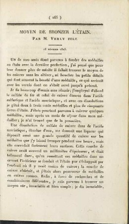 Moyen de bronzer l'étain. Par M. Verly Fils.