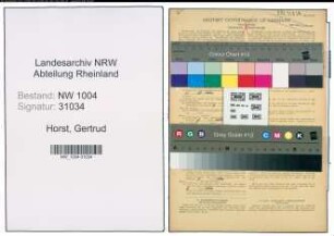 Entnazifizierung Gertrud Horst , geb. 11.09.1921 (Saeuglingsschwester)