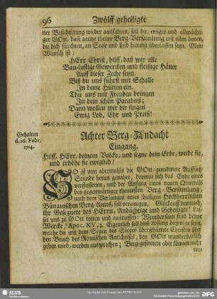 Achter Berg-Andacht Eingang