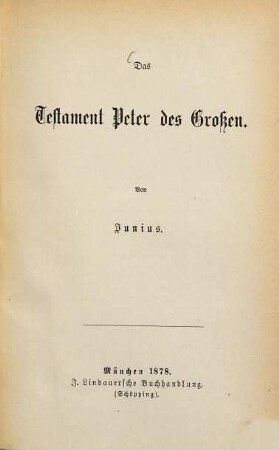 Das Testament Peters des Großen