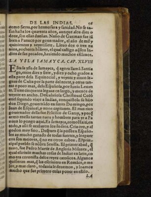 La Ysla Iamayca. Cap. XLVIII