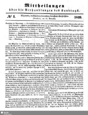 Allgemeine, die Ständeversammlung betreffende Nachrichten.