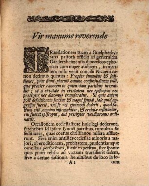 Commentatio ad can. XV. Concilii Nicaeni de translationibus episcoporum, presbyterorum et diaconorum