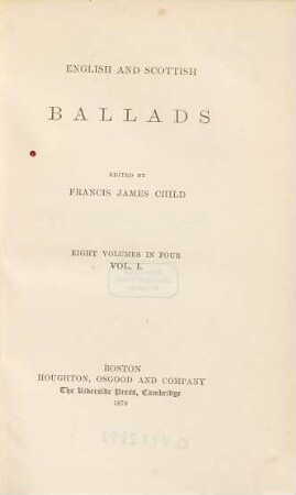 English and Scottish ballads : eight volumes in four, 1