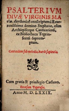 Psalterium divae Virginis Mariae rhythmice conscriptum