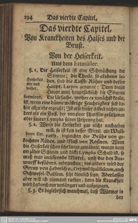 Das vierdte Capitel, Von Kranckheiten des Halses und der Brust