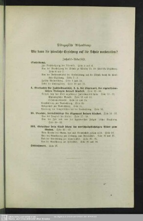 I. Wie kann die häusliche Erziehung auf die Schule vorbereiten?