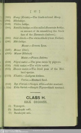 Class H. Silk Cocoons
