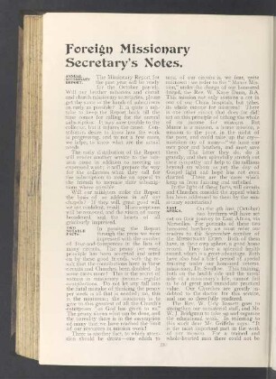 Foreign missionary secretary's notes