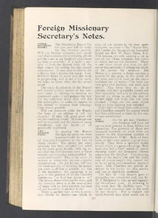 Foreign missionary secretary's notes