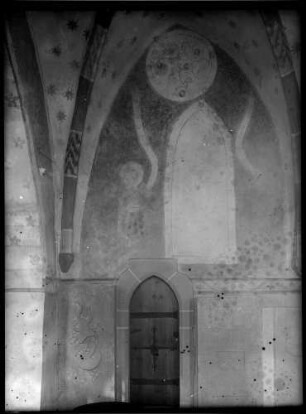 Hochhausen Evangelische Notburga-Kirche Innenansicht Chor Nordwand Wandmalerei Szenen der Notburga-Legende ca. (um 1500)