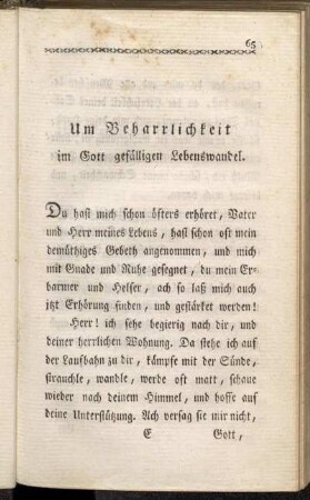 Um Beharrlichkeit im Gott gefälligen Lebenswandel.