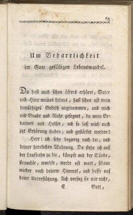 Um Beharrlichkeit im Gott gefälligen Lebenswandel.