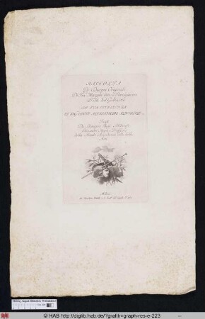 [Titelblatt Raccolta di disegni originali di Francesco Mazzola detto il Parmigianino]