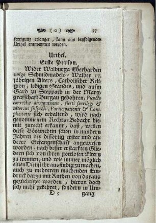 Urthel. Erste Person.