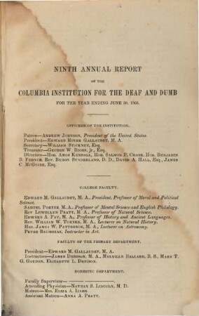 Annual report of the Columbia Institution for the Deaf and Dumb to the Secretary of the Interior. 9. 1866, 30. Juni