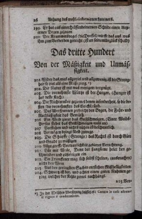 Das dritte Hundert Von der Mäßigkeit und Unmäßigkeit. / Centuria Tertia De Temperantia & Intemperautia.