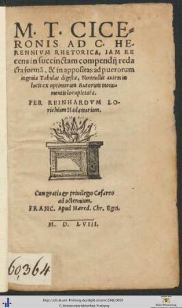 M.T.CICERONIS AD C.HERENNIVM RHETORICA